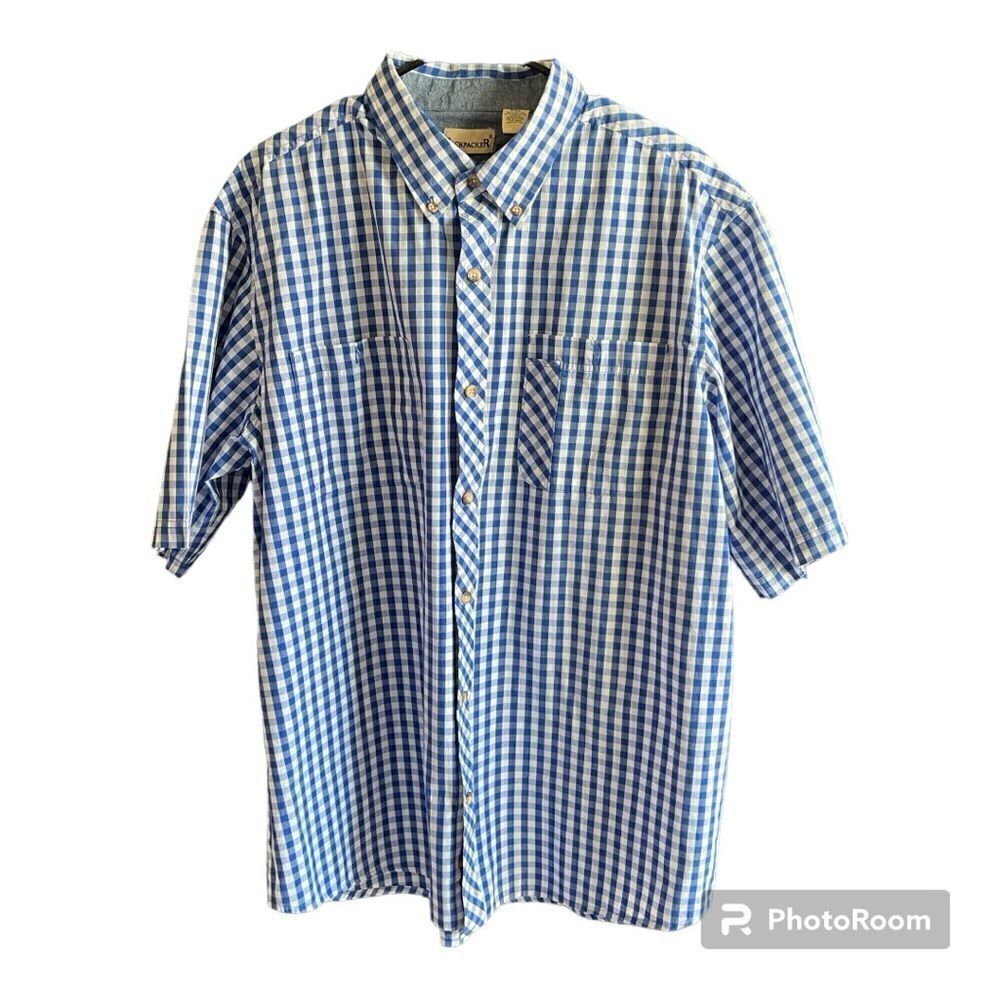 Men’s Backpacker Blue and White Shirt Size 2XL